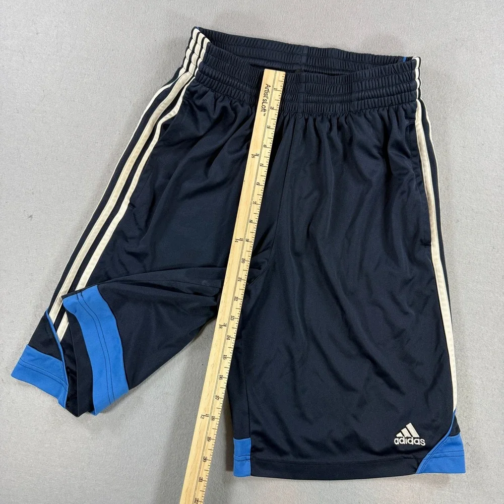 Adidas Shorts Men Small Navy Climalite Striped Soccer Basketball Running Gym Y2K